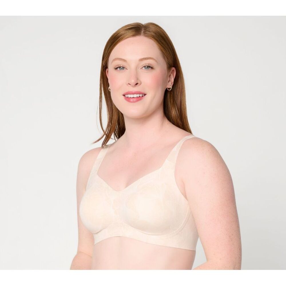 Evelyn & Bobbie Women's Bra Sz M Beyond Seamless Wirefree DARK BEIGE